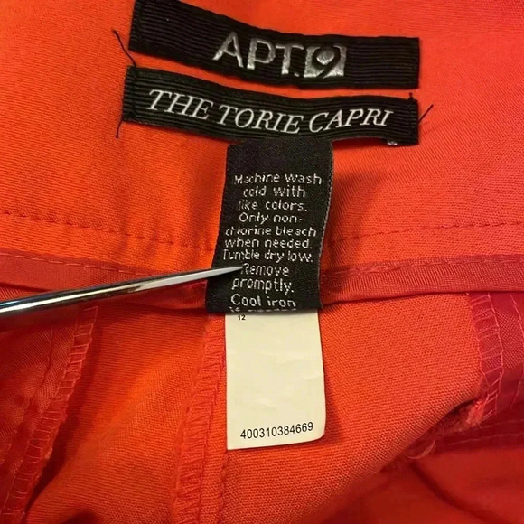 Apt. 9 The Torie Capri Women’s 12 Set of 2 Orange & Black Cropped Pants - Picture 8 of 8